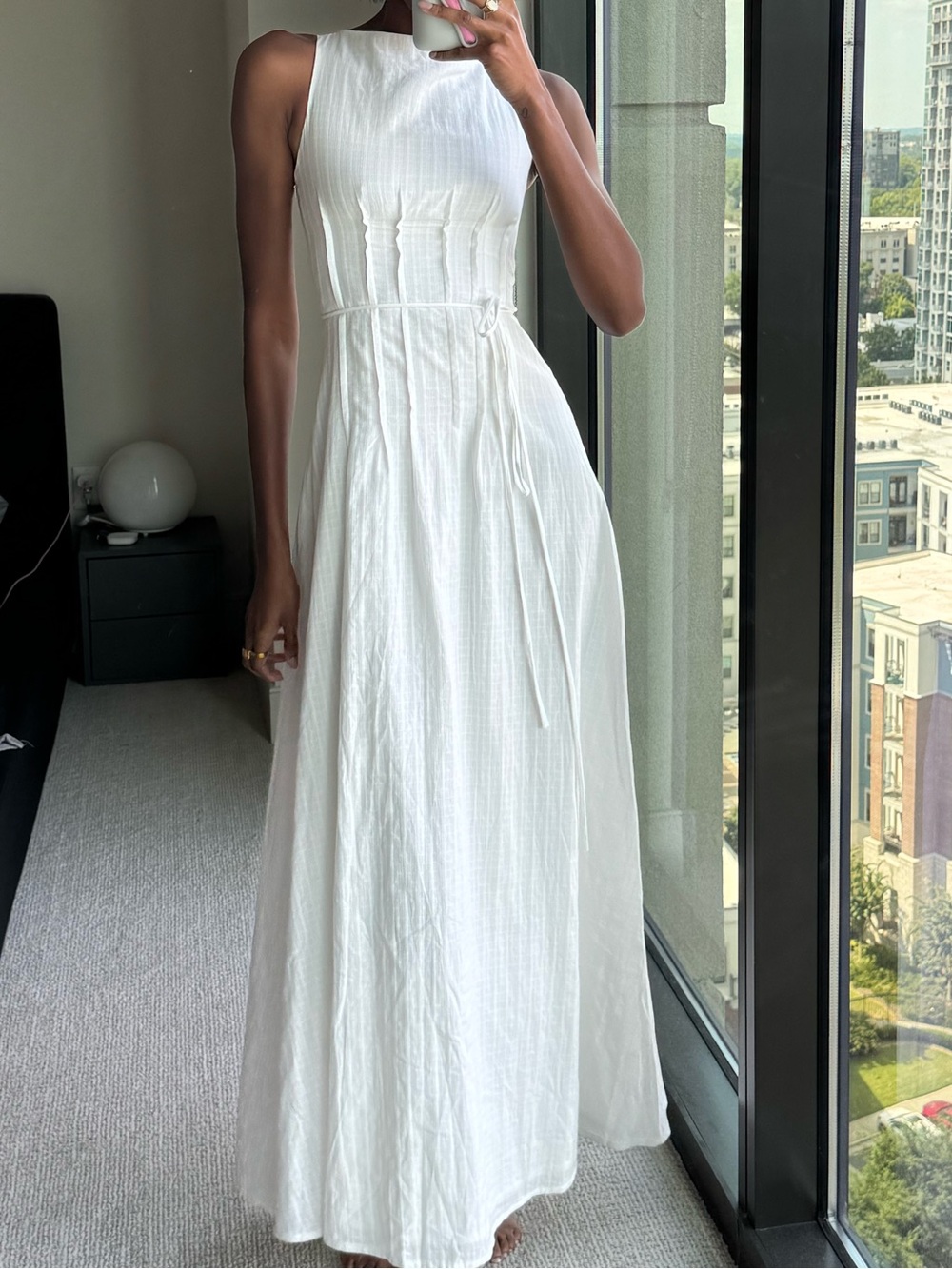 Peppermayo White Sleeveless Maxi Dress with Tie Waist - Picture 2 of 5